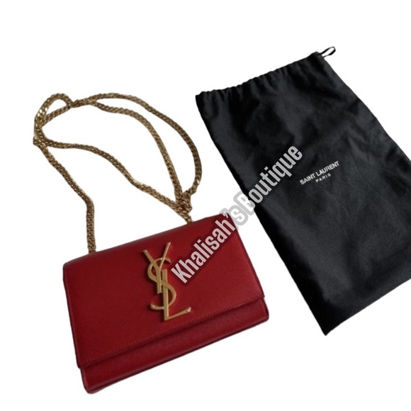 Rare! YSL SAINT LAURENT Grain De Poudre Small Monogram Kate in Red - Picture 13 of 16